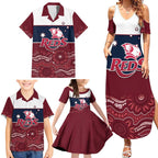 Custom Australia QLD Reds Family Matching Summer Maxi Dress and Hawaiian Shirt Queensland Aboriginal Art
