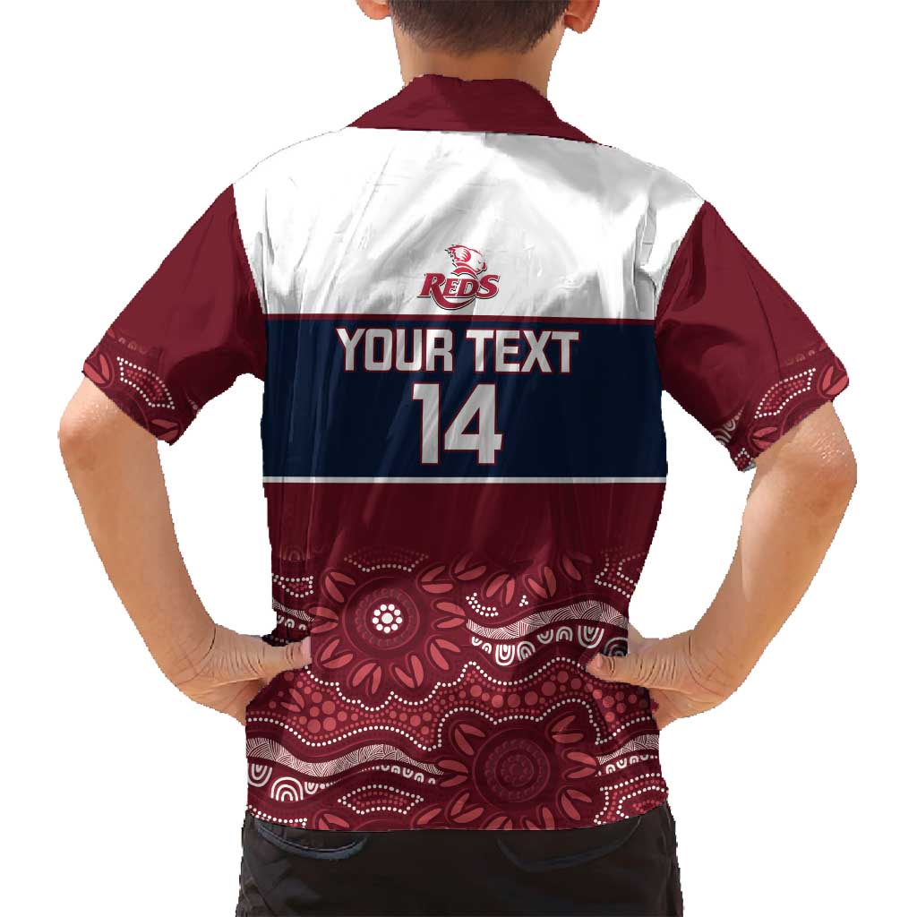 Custom Australia QLD Reds Family Matching Summer Maxi Dress and Hawaiian Shirt Queensland Aboriginal Art