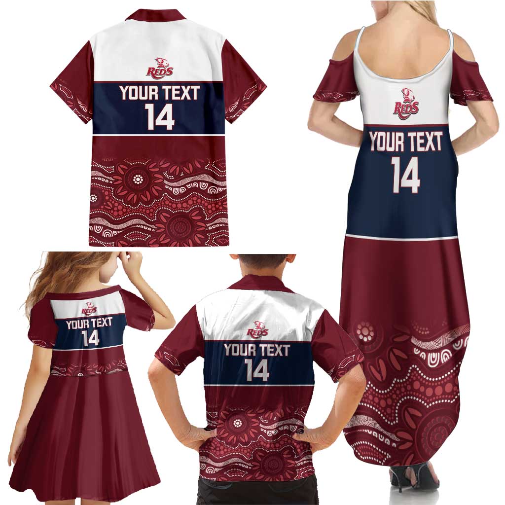 Custom Australia QLD Reds Family Matching Summer Maxi Dress and Hawaiian Shirt Queensland Aboriginal Art