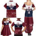 Custom Australia QLD Reds Family Matching Summer Maxi Dress and Hawaiian Shirt Queensland Aboriginal Art
