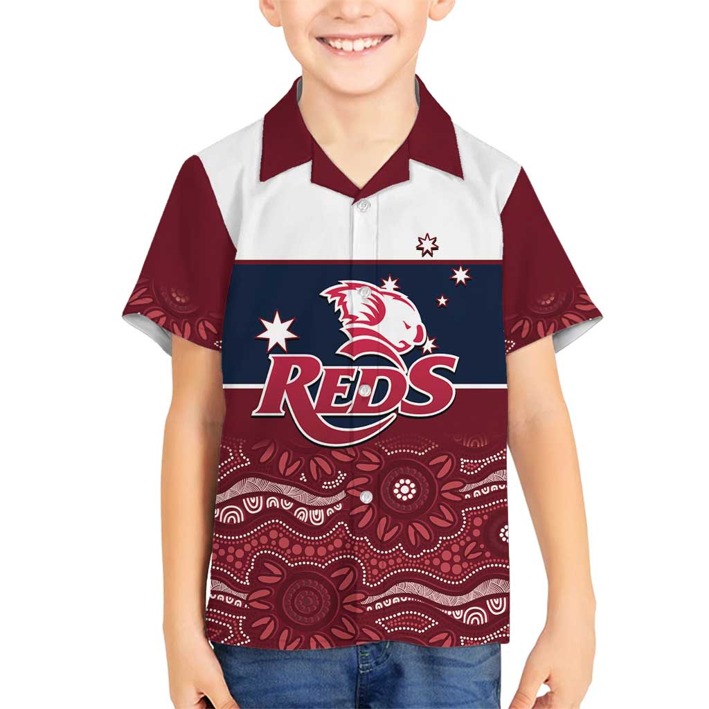 Custom Australia QLD Reds Family Matching Summer Maxi Dress and Hawaiian Shirt Queensland Aboriginal Art