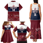Custom Australia QLD Reds Family Matching Tank Maxi Dress and Hawaiian Shirt Queensland Aboriginal Art