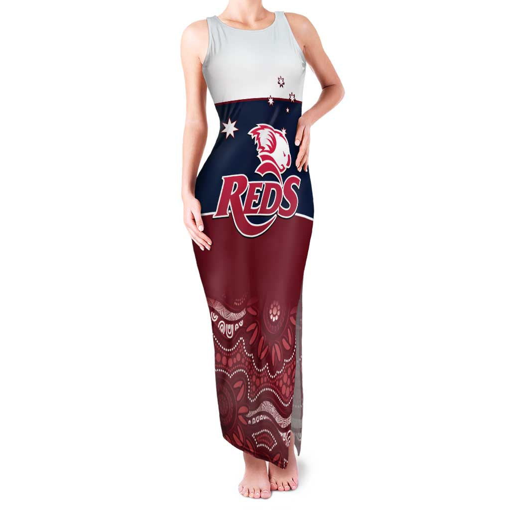 Custom Australia QLD Reds Family Matching Tank Maxi Dress and Hawaiian Shirt Queensland Aboriginal Art