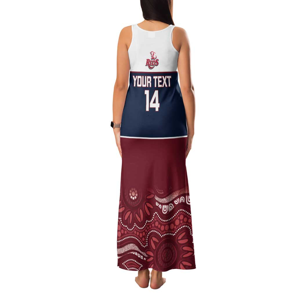 Custom Australia QLD Reds Family Matching Tank Maxi Dress and Hawaiian Shirt Queensland Aboriginal Art