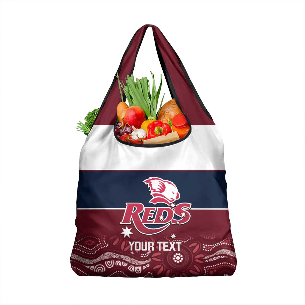 Custom Australia QLD Reds Grocery Bag Queensland Aboriginal Art