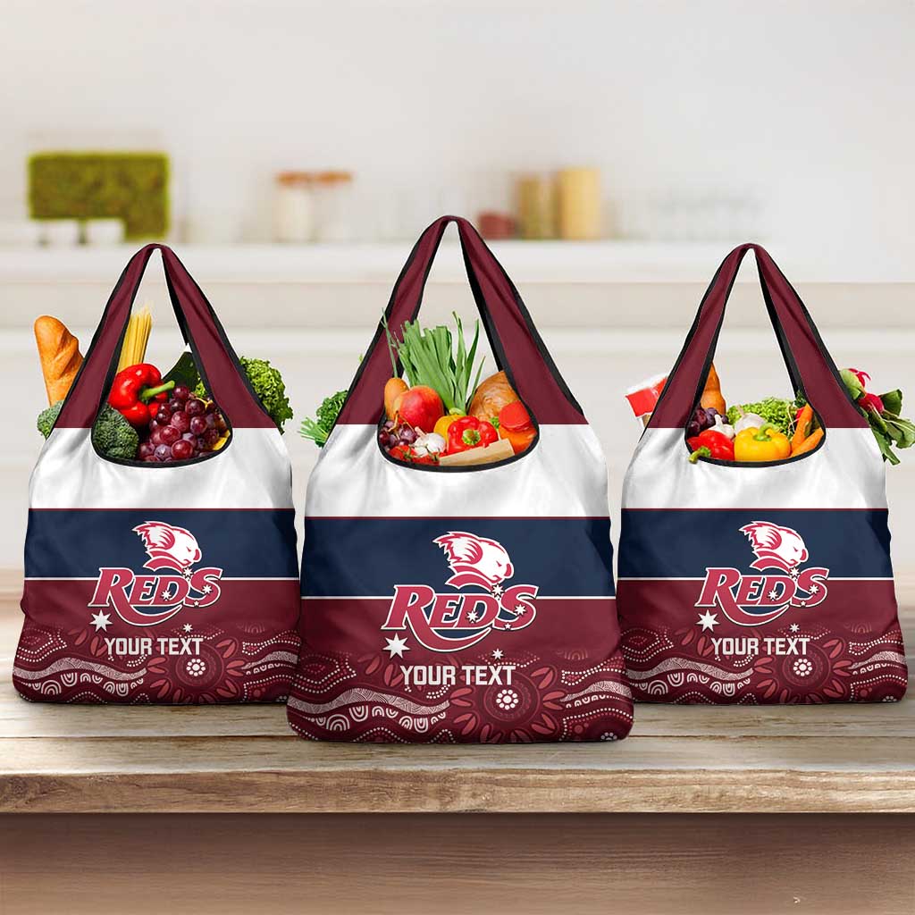 Custom Australia QLD Reds Grocery Bag Queensland Aboriginal Art