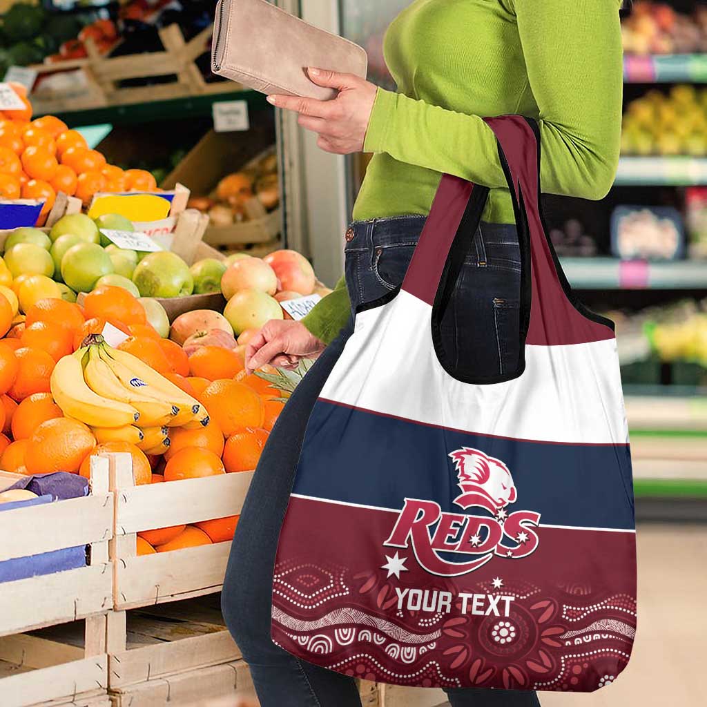 Custom Australia QLD Reds Grocery Bag Queensland Aboriginal Art