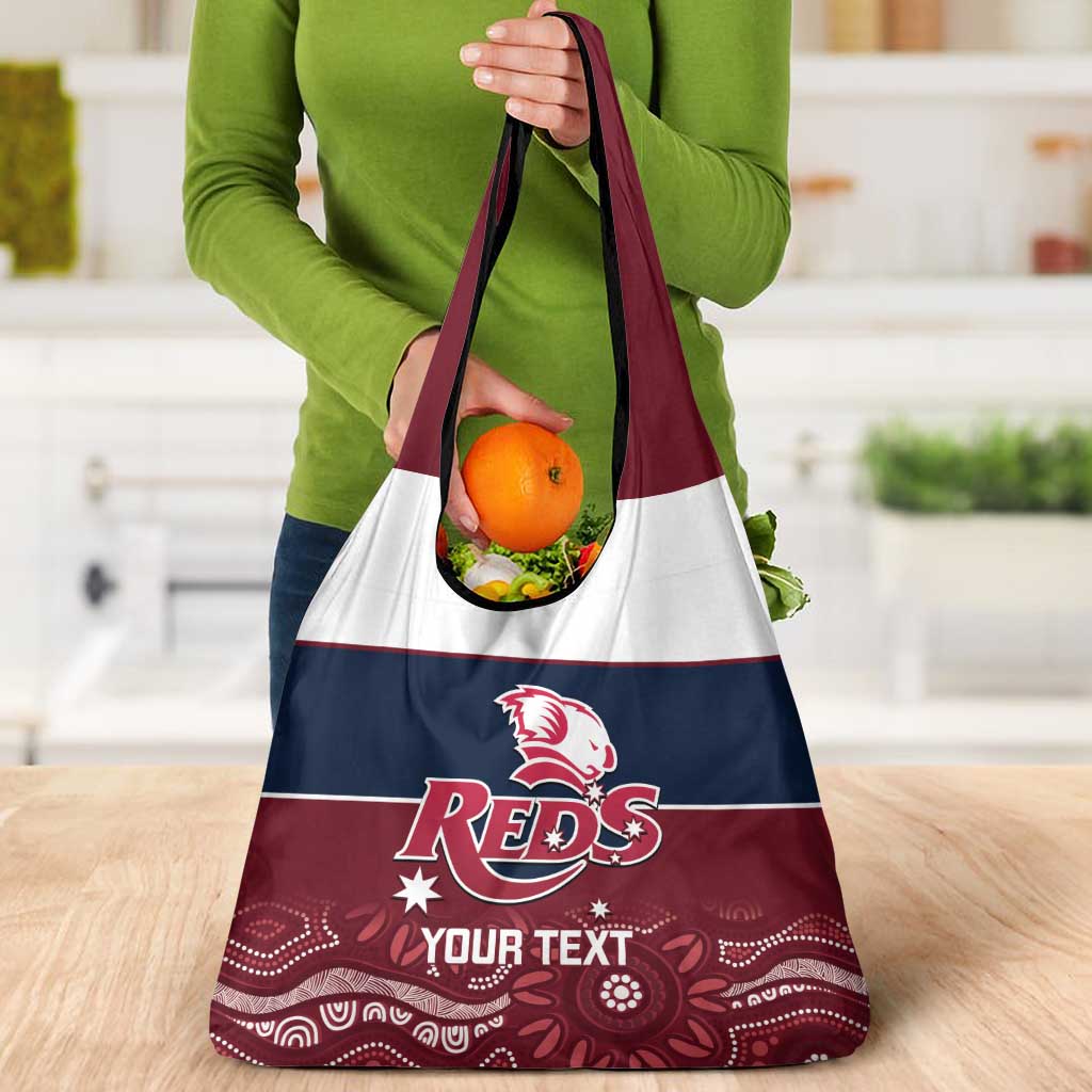 Custom Australia QLD Reds Grocery Bag Queensland Aboriginal Art