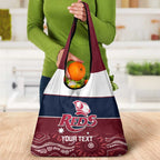 Custom Australia QLD Reds Grocery Bag Queensland Aboriginal Art