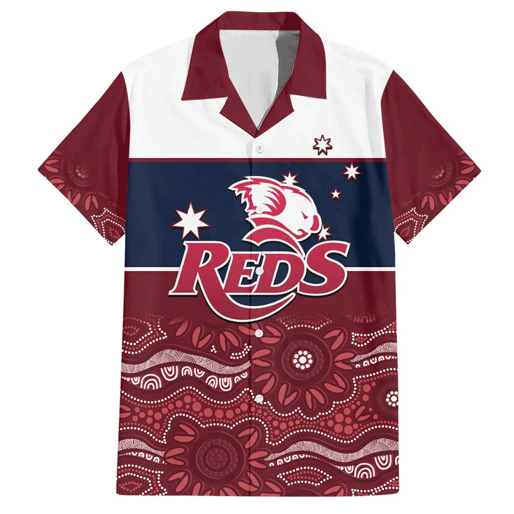 Custom Australia QLD Reds Hawaiian Shirt Queensland Aboriginal Art