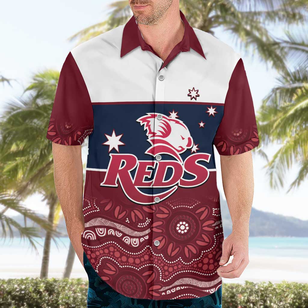 Custom Australia QLD Reds Hawaiian Shirt Queensland Aboriginal Art