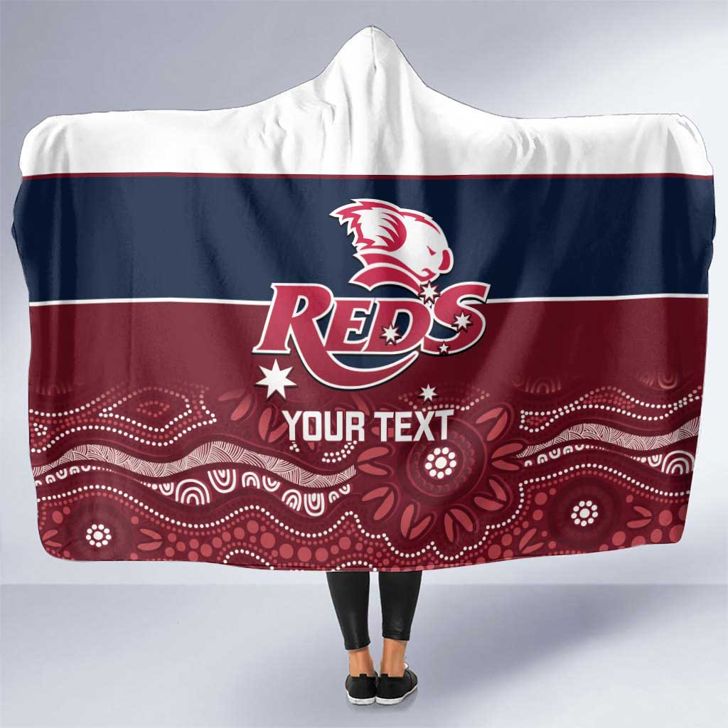 Custom Australia QLD Reds Hooded Blanket Queensland Aboriginal Art