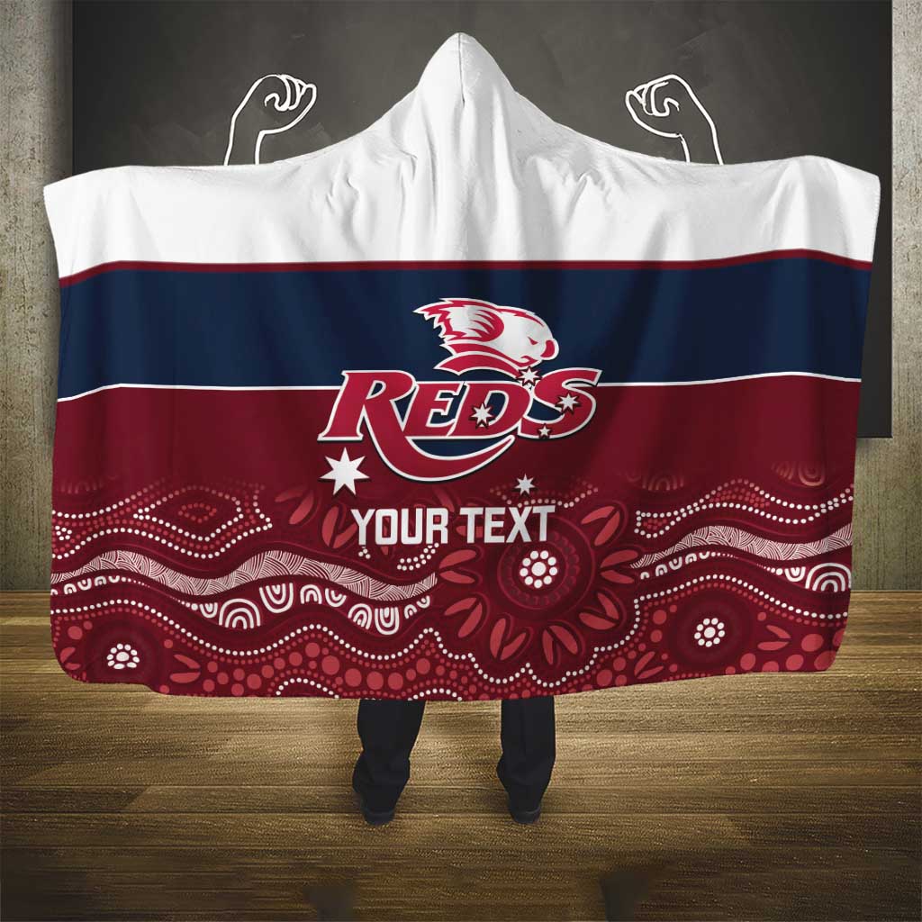 Custom Australia QLD Reds Hooded Blanket Queensland Aboriginal Art