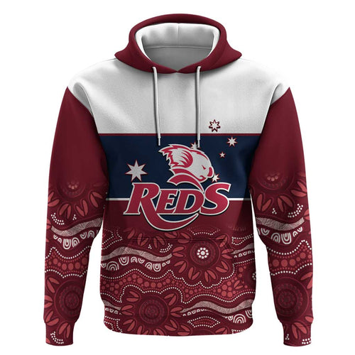Custom Australia QLD Reds Hoodie Queensland Aboriginal Art