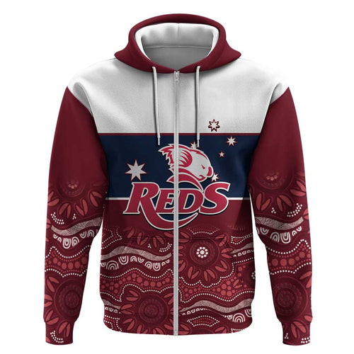 Custom Australia QLD Reds Hoodie Queensland Aboriginal Art