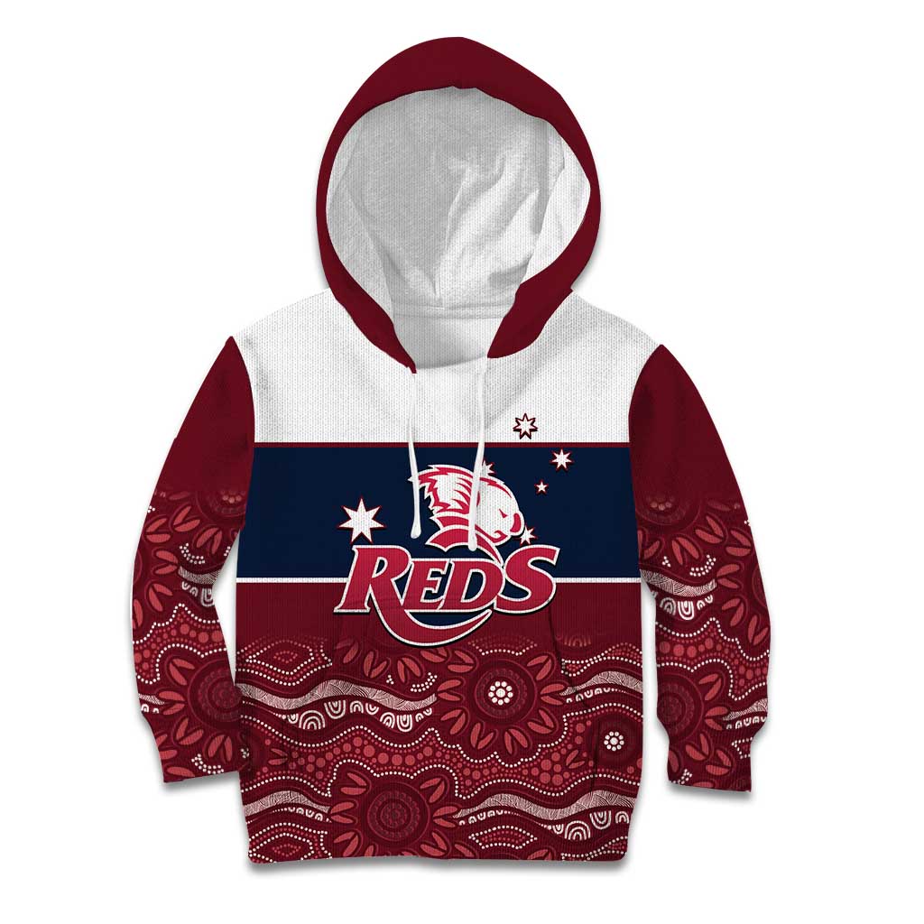 Custom Australia QLD Reds Kid Hoodie Queensland Aboriginal Art