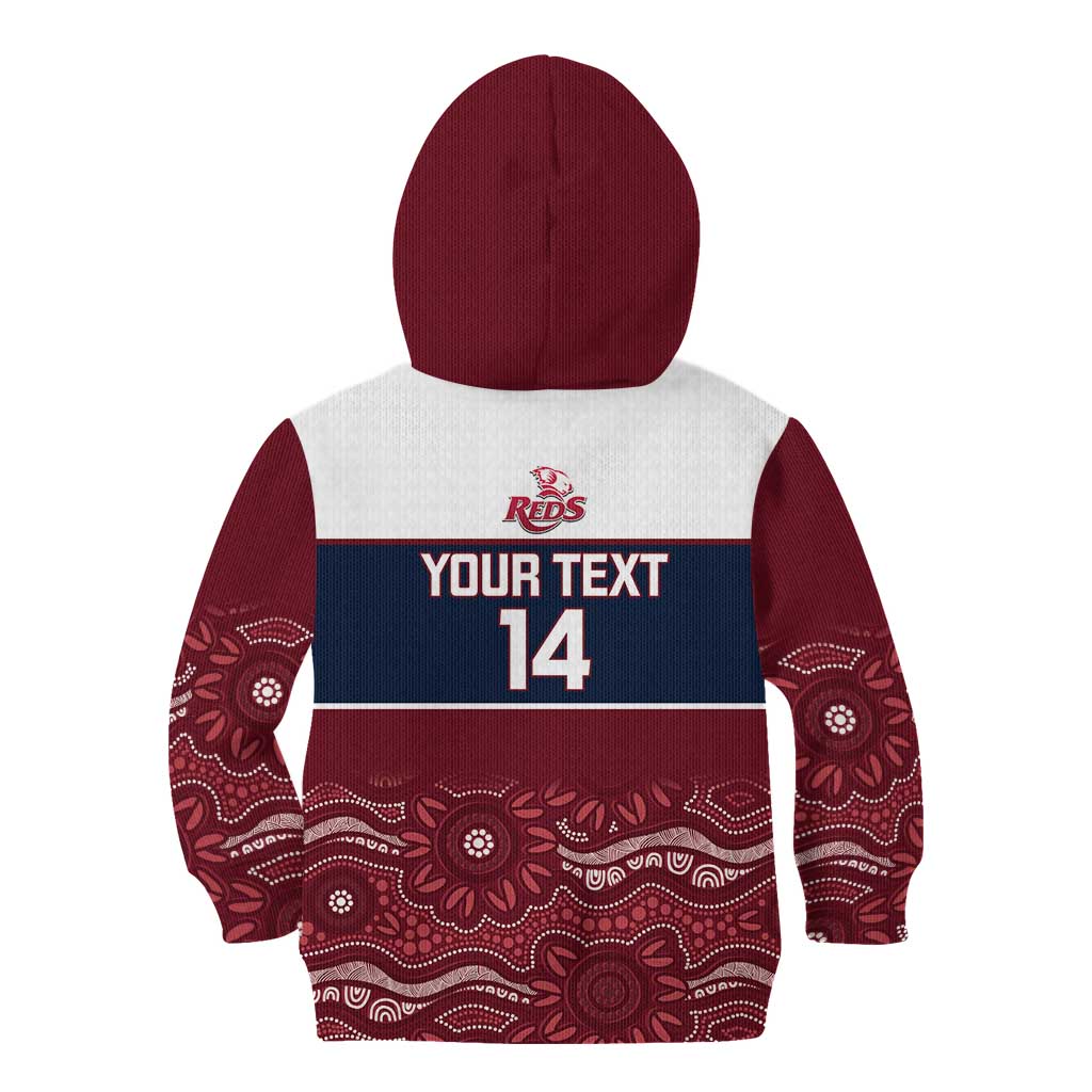 Custom Australia QLD Reds Kid Hoodie Queensland Aboriginal Art