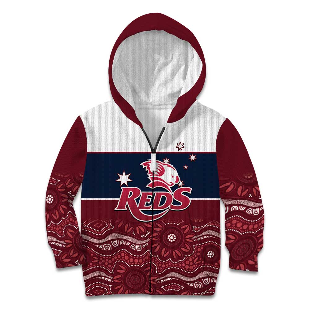 Custom Australia QLD Reds Kid Hoodie Queensland Aboriginal Art