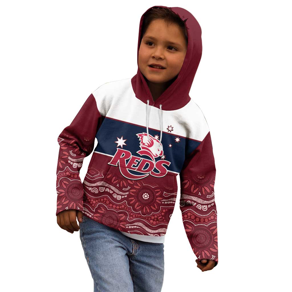 Custom Australia QLD Reds Kid Hoodie Queensland Aboriginal Art