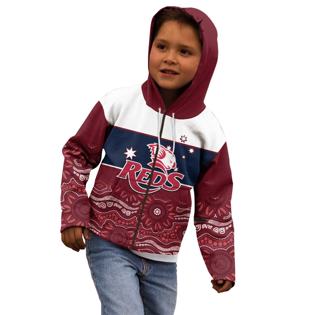 Custom Australia QLD Reds Kid Hoodie Queensland Aboriginal Art