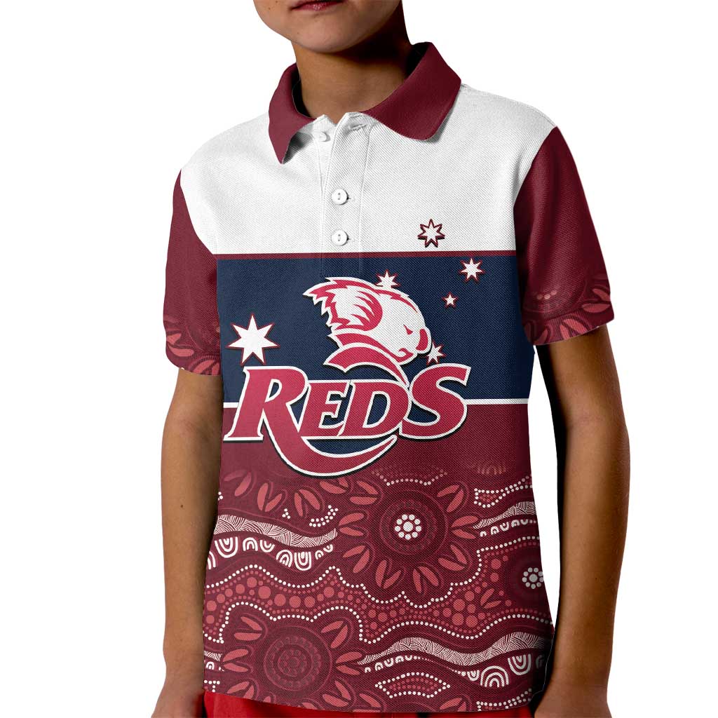 Custom Australia QLD Reds Kid Polo Shirt Queensland Aboriginal Art