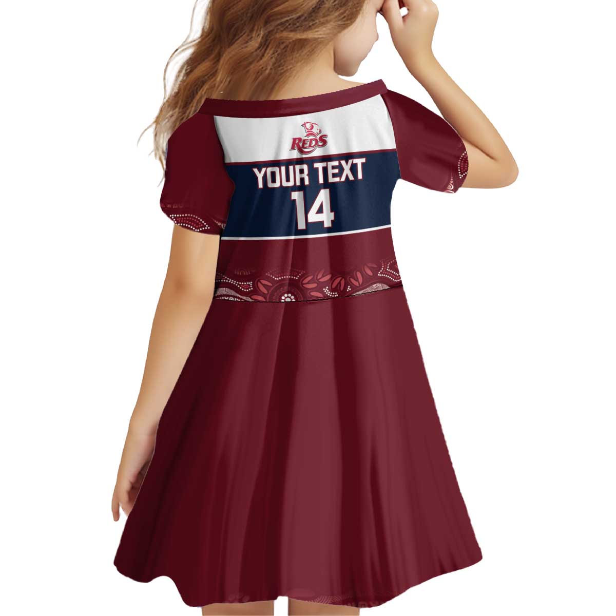 Custom Australia QLD Reds Kid Short Sleeve Dress Queensland Aboriginal Art