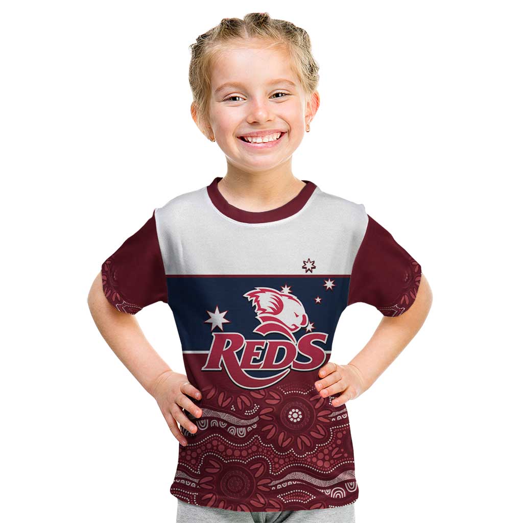 Custom Australia QLD Reds Kid T Shirt Queensland Aboriginal Art