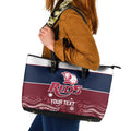 Custom Australia QLD Reds Leather Tote Bag Queensland Aboriginal Art