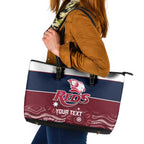 Custom Australia QLD Reds Leather Tote Bag Queensland Aboriginal Art