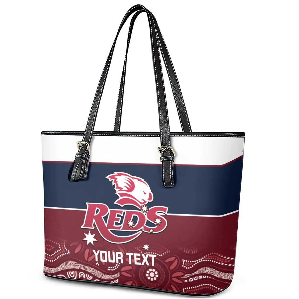 Custom Australia QLD Reds Leather Tote Bag Queensland Aboriginal Art