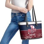 Custom Australia QLD Reds Leather Tote Bag Queensland Aboriginal Art
