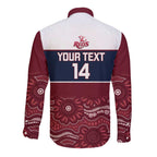 Custom Australia QLD Reds Long Sleeve Button Shirt Queensland Aboriginal Art