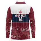 Custom Australia QLD Reds Long Sleeve Polo Shirt Queensland Aboriginal Art