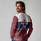 Custom Australia QLD Reds Long Sleeve Polo Shirt Queensland Aboriginal Art