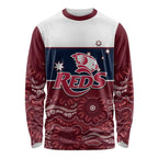 Custom Australia QLD Reds Long Sleeve Shirt Queensland Aboriginal Art