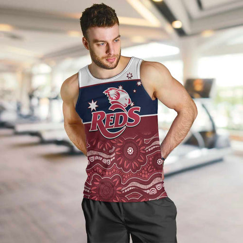 Custom Australia QLD Reds Men Tank Top Queensland Aboriginal Art