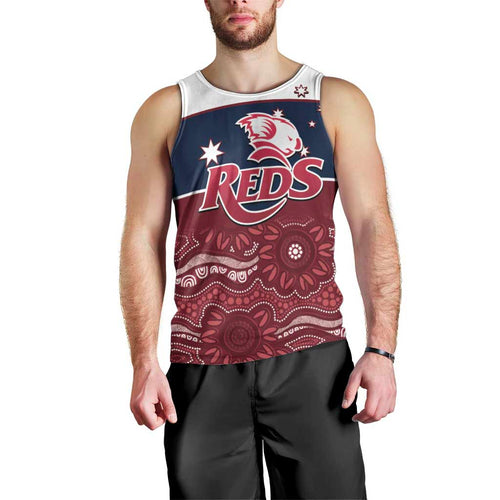 Custom Australia QLD Reds Men Tank Top Queensland Aboriginal Art