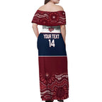 Custom Australia QLD Reds Off Shoulder Maxi Dress Queensland Aboriginal Art