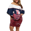 Custom Australia QLD Reds Off Shoulder Short Dress Queensland Aboriginal Art