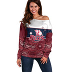 Custom Australia QLD Reds Off Shoulder Sweater Queensland Aboriginal Art