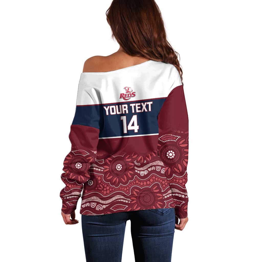 Custom Australia QLD Reds Off Shoulder Sweater Queensland Aboriginal Art