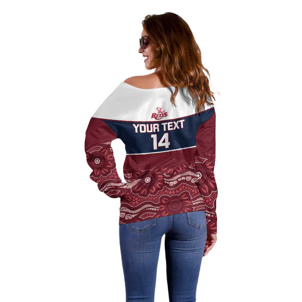 Custom Australia QLD Reds Off Shoulder Sweater Queensland Aboriginal Art