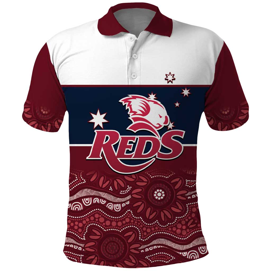 Custom Australia QLD Reds Polo Shirt Queensland Aboriginal Art