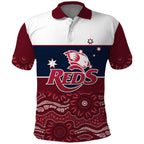 Custom Australia QLD Reds Polo Shirt Queensland Aboriginal Art
