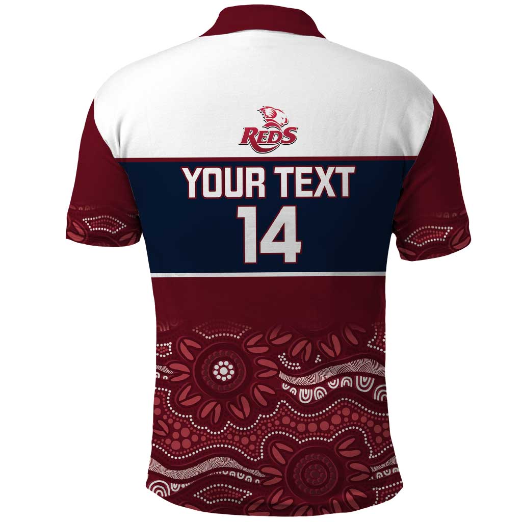 Custom Australia QLD Reds Polo Shirt Queensland Aboriginal Art