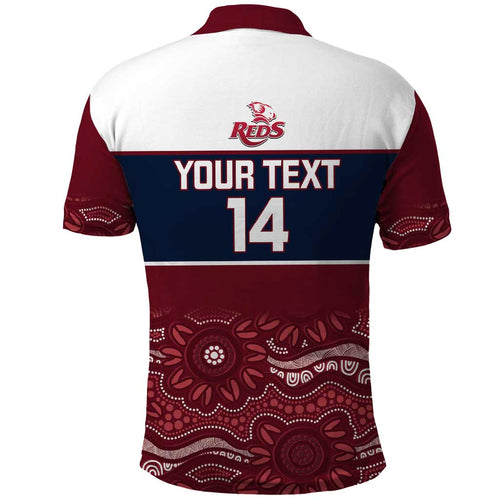 Custom Australia QLD Reds Polo Shirt Queensland Aboriginal Art