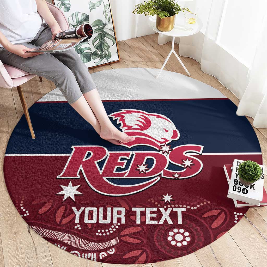 Custom Australia QLD Reds Round Carpet Queensland Aboriginal Art