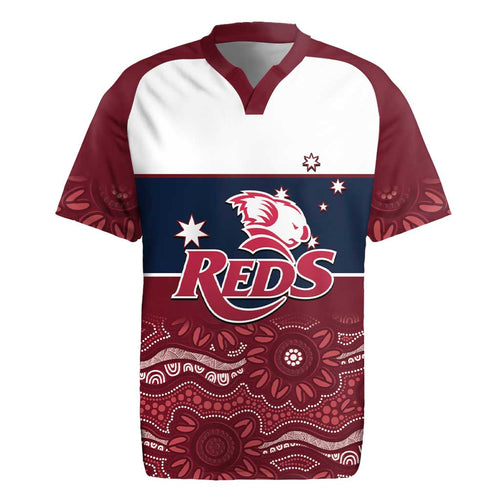 Custom Australia QLD Reds Rugby Jersey Queensland Aboriginal Art