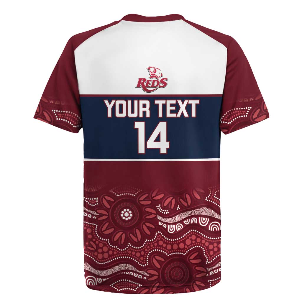 Custom Australia QLD Reds Rugby Jersey Queensland Aboriginal Art