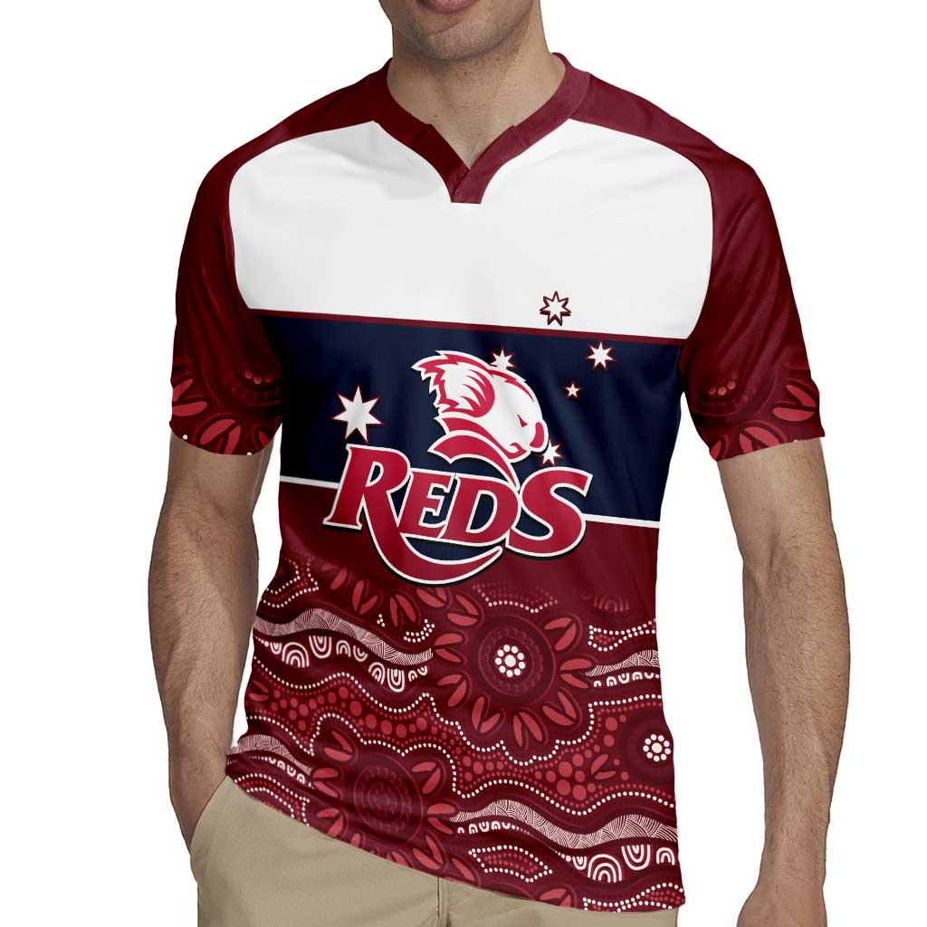Custom Australia QLD Reds Rugby Jersey Queensland Aboriginal Art